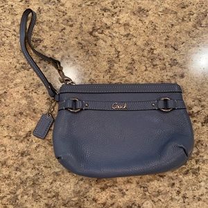 Blue leather Coach wristlet